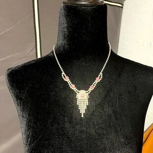 Gorgeous vintage 60s pink and white diamond necklace.